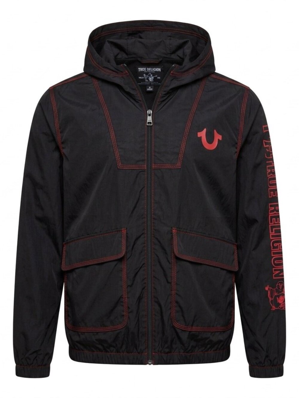 True Religion Triple Needle Contrast Jacket Black Red Size S NWT